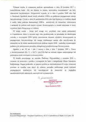 Warszawa chce delegalizacji ONR